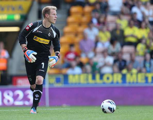 NORWICH, ENGLAND - AUGUST 11: Marc-Andre Ter Stegen of Borussia Monchengladbach in action during the pre season match between Norwich City and Borussia Monchengladbach at Carrow Road on August 11, 2012 in Norwich, England. (Photo by Pete Norton/Getty Images)